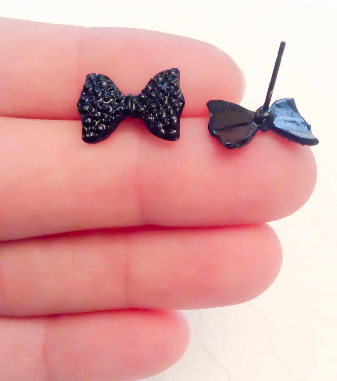 Black Studs Bow Earring Simple Cute Earrings Black Bow