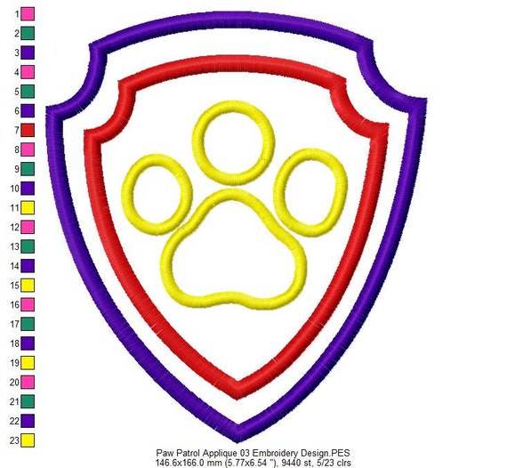 Paw Patrol Applique 03 Embroidery Design