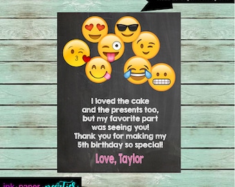 Emoji Emoji Birthday Party Thank You Note Cards ~ We Print and Mail to You