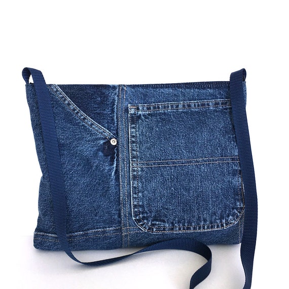 Recycled Crossbody Bag Small Blue Jean Side Bag Girls Recycled Crossbody Bag Small Blue Jean Side Bag Girls