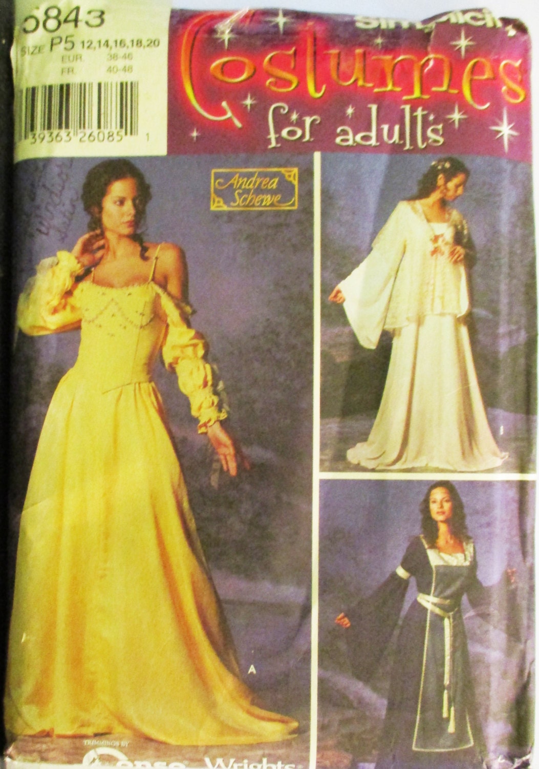 Simplicity Costume Pattern 5843 Size 12 14 16 18 20 Adult