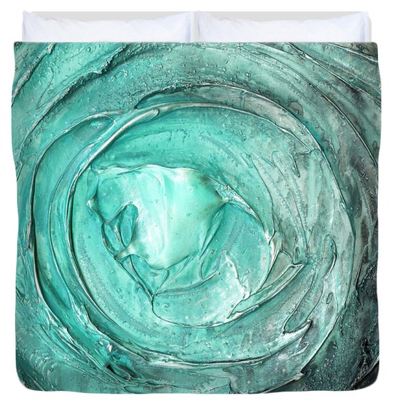 Duvet Cover King Queen Full Twin By Modernhouseart Duvet Cover King Queen Full Twin Teal Blue Abstract Aqua Green