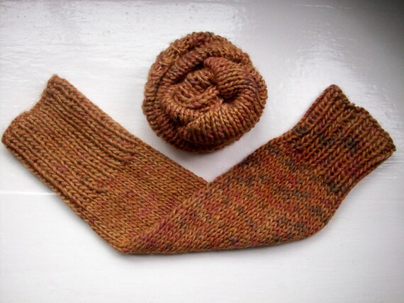 Chunky leg warmers, classic, warm wool alpaca mix, variegated hand painted browns