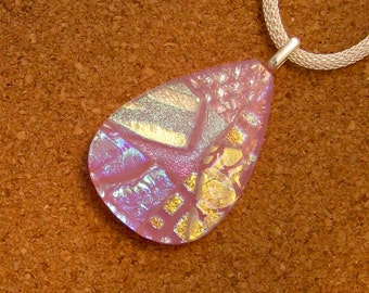 Pink Dichroic Pendant - Fused Glass Pendant - Dichroic Necklace - Dichroic Jewelry - Fused Glass Necklace - Fused Glass Jewelry