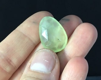 Faceted rose cut green prehnite gemstone
