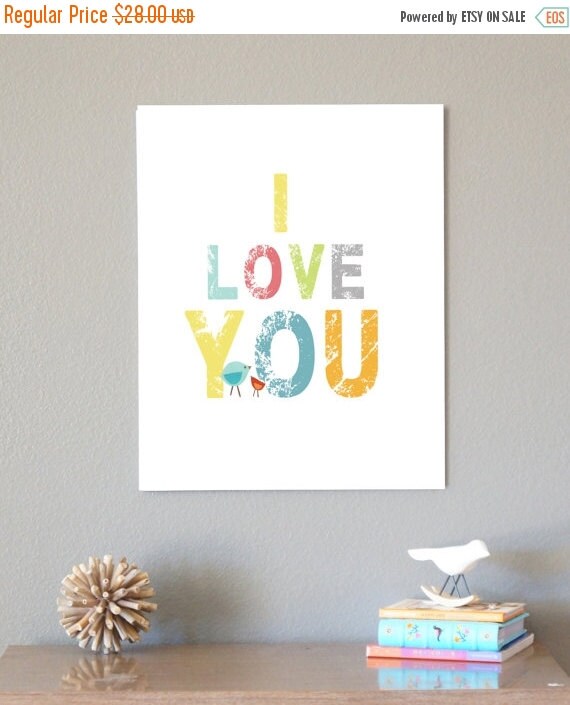 SALE 20 OFF I Love You Childrens Wall Art 11x14 Poster