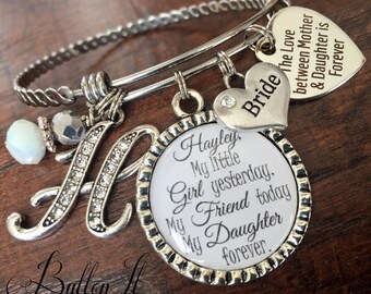 Mother daughter jewelry, BRIDE gift, mother daughter bracelet, I'll love you forever like you, personalized gift, initial jewelry bangle