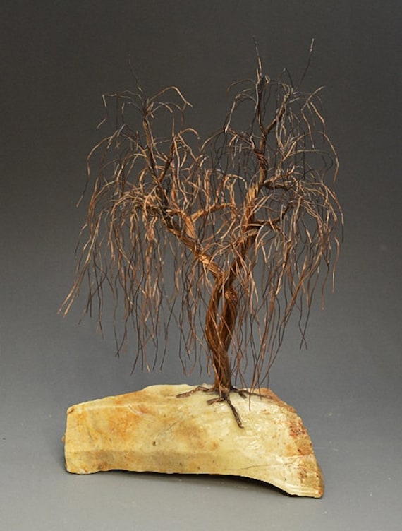 Weeping Willow Recycled Wire Tree Sculpture by metal artist