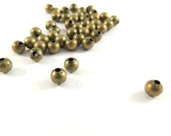225 Antique Bronze Spacer Beads 4mm Round Brass - 225 pc - M7058-AB225