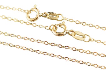 Gold Necklace,Gold Chain,Gold Plated Chain, Vermeil Chain,Sterling Silver Necklace-Cable Flat Oval-Finished Necklace-All Sizes-SKU:601043-VM