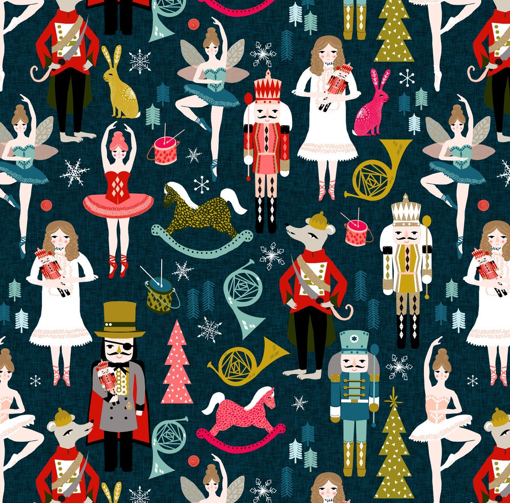 Nutcracker Fabric Nutcracker Ballet Xmas Holiday Christmas