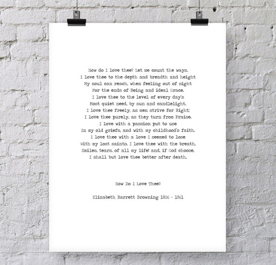 Printable Love Poem 'How do I Love Thee' Elizabeth