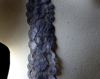 3 yds. PEWTER Gray Stretch Lace for Lingerie, Headbands, Garters STR 1013pg