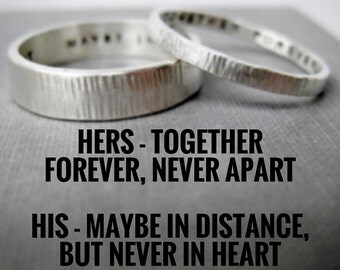 Quote Idea - Love Rings, His n Hers, Promise Rings, Wedding Rings, Anniversary Rings, Personalized, Stamped, Solid Sterling Silver