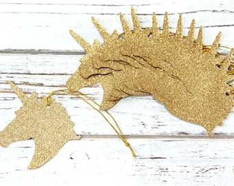 Gold or Silver Glitter Unicorn Gift Tags - Set of 10