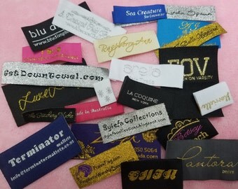 200pcs Custom Clothing Damask Woven Labels (Artwork) for Diaper/ Headband / Hairbow/ Coverlet/ Caps / Fashion/ Jacket/ Tee/ Mittens