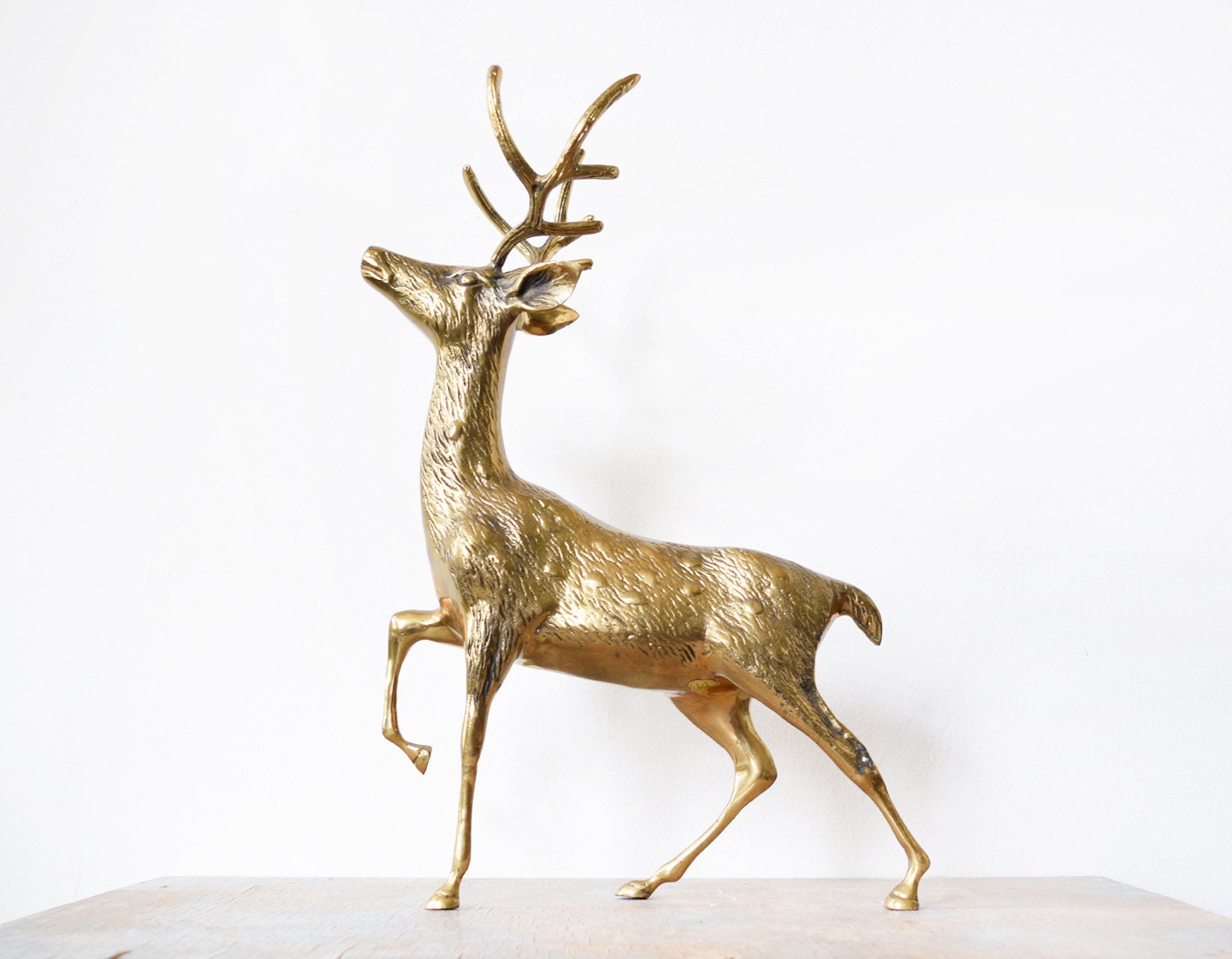 large brass deer vintage hollywood regency brass deer