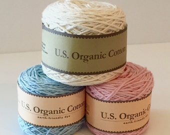 Organic Cotton Yarn - Appalachian Baby Design Organic cotton baby sport weight yarn - Cream, Pink, Blue yarn