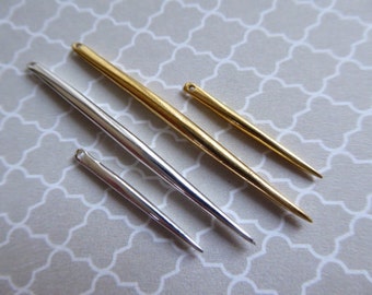 Long Needle Spike Pendant Charm, Sterling Silver or Gold Vermeil, u choose Small 1" / Medium 1.25" / Large 2" art sp.s sp.l sp.m