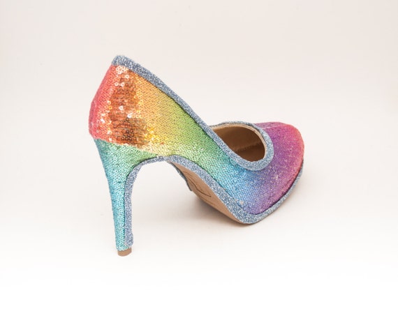 rainbow sequin heels