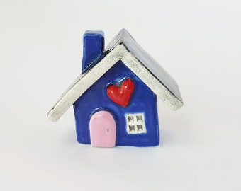 Little Clay House | Ceramic House | Miniature House | Whimsical house | Pink House | Fairy House Hearthome by Beth Macre