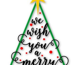 Merry Christmas SVG File / PDF / dxf / png / jpg / ai / eps Tree SVG, Tree Words svg for Cameo V2 V3 / Cricut and other Electronic Cutters