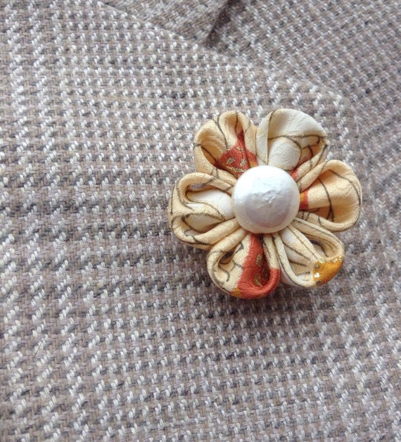 Mens Lapel Pin Flower Lapel Pin Yellow Lapel Flower Custom