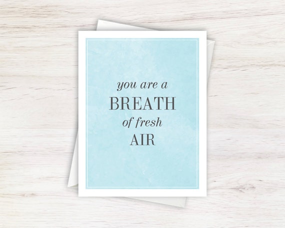 Items similar to You Are a Breath of Fresh Air Blue Watercolor Card on Etsy