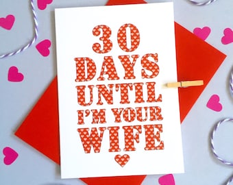 Days Until Wedding Countdown Card – Personalised Wife Wedding Card – Card for fiancé Husband – birthday card for fiancé – Christmas card