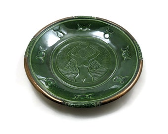 Goddess Triple Moon God Offering Bowl Handmade Pottery