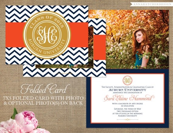 Monogrammed Graduation Announcement/Graduation Invitation