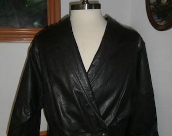 Womens Leather Berman's 80's Bat Wig Sleeves Black Leather Jacket -Size LARGE Personal stock!!!!