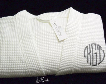 Monogrammed Robe, Waffle Weave Robe, Personalized Robe, Cotton Anniversary Gift for him, Second Anniversary, CS