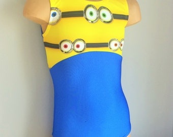 Gymnastics Dance Leotard Blue/Eye-on. Minions Toddlers Girls Gymnastics Leotard. Dancewear. Size 2T - Girls 12