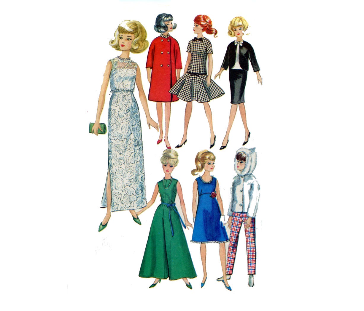 1960s teen model doll wardrobe pattern simplicity 6208 barbie