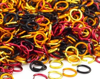 100 - 14 gauge - Bright Autumn Anodized Aluminum Jump Rings - 8.1mm ID - 11.3mm OD