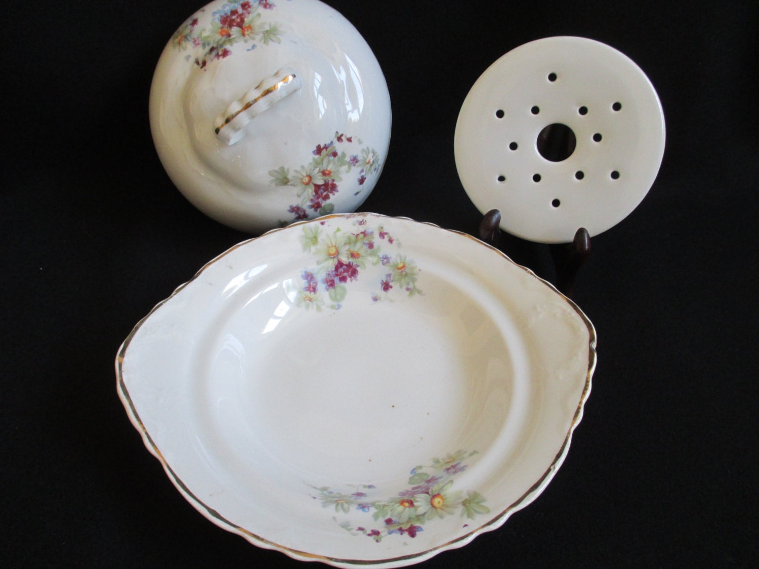 Vintage Cheese Serving Dish Covered Butter Dish 3 Piece Set