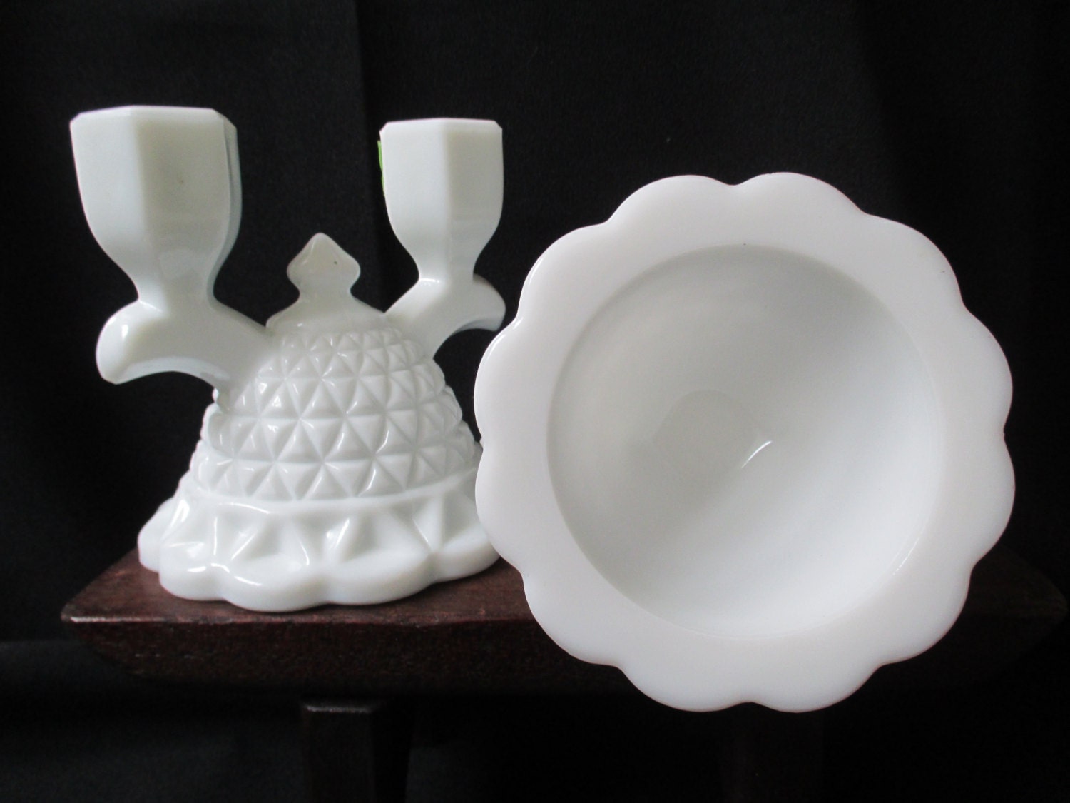 Milk Glass Candle Stick holders Pair vintage candle holders