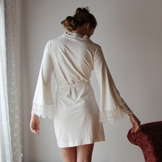 Bridal robe in organic cotton with cotton by sandmaidensleepwear