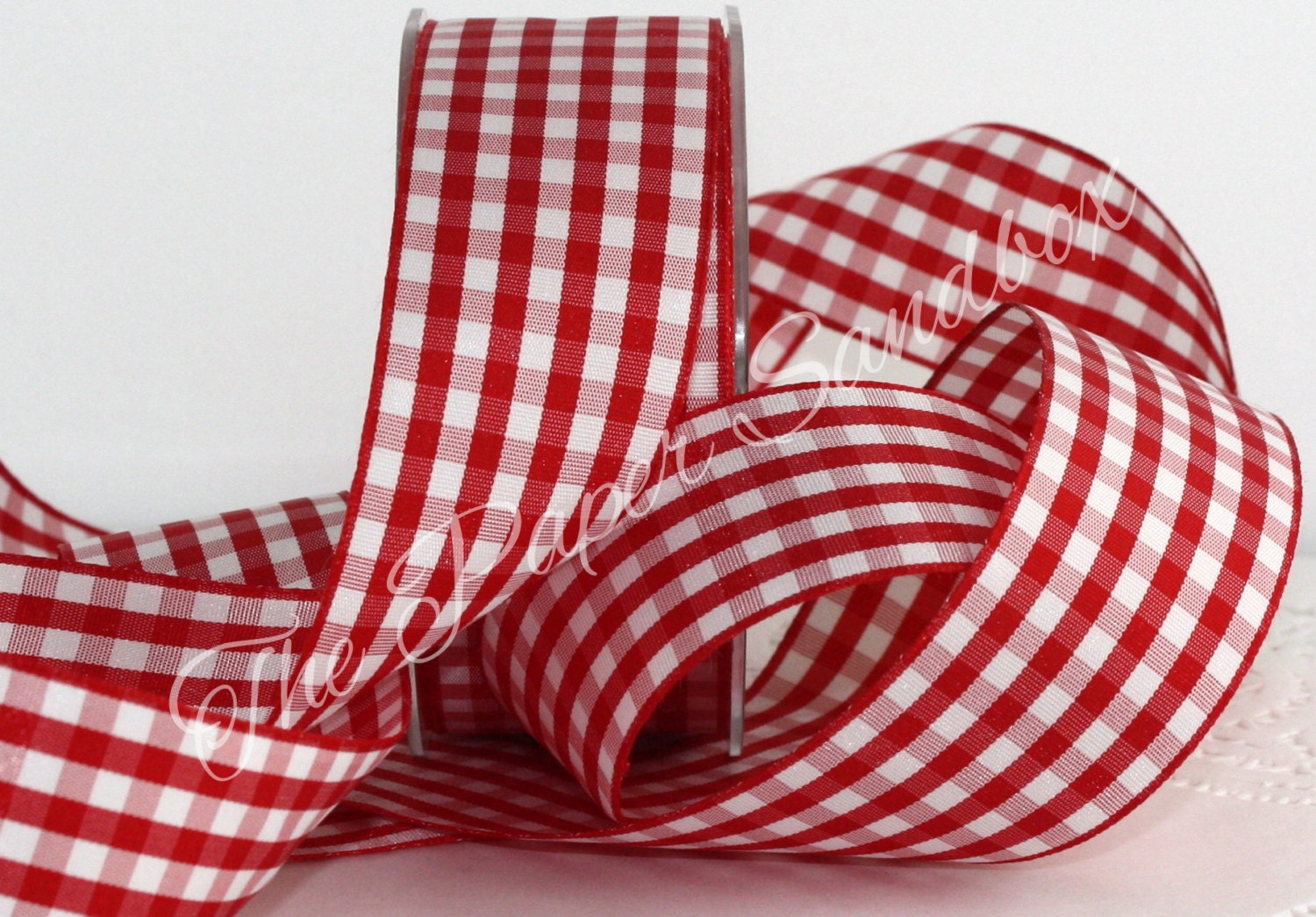 Red Gingham Ribbon Red & White Check Ribbon 1.5 wide