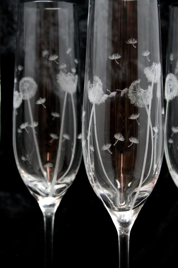 Pair Of Dandelion Champagne Glasses Bohemia Crystal Stemware 8519