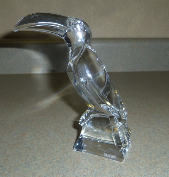 Crystal Glass Toucan Bird Figurine by J.G. Durand signed