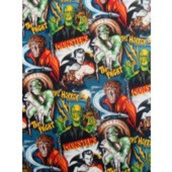 MONSTERS Pattern Fabric, Cotton Fabric , 18