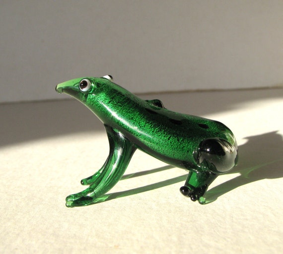 Items similar to Vintage Blown Glass Frog , Murano Green Frog, Italian