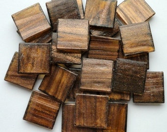 20mm (3/4") Tiger's Eye Golden Brown with Gold Veining Glass Mosaic Tiles//Mosaic Supplies//Mosaic