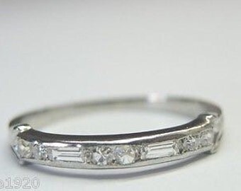 Antique Diamond White Gold Wedding Band Ring | RGHET- 162