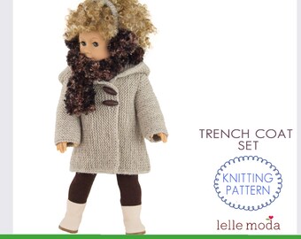 Knitting Pattern - for 18 inch American Girl Dolls - 18 inch Dolls Clothes pattern - 18 inch Boy Doll Clothes - Winter Coat for Doll