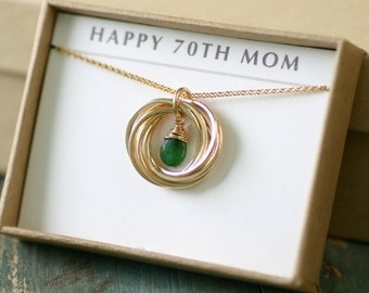 70th birthday gift for mom necklace emerald, May birthstone jewelry for mother gift - Lilia