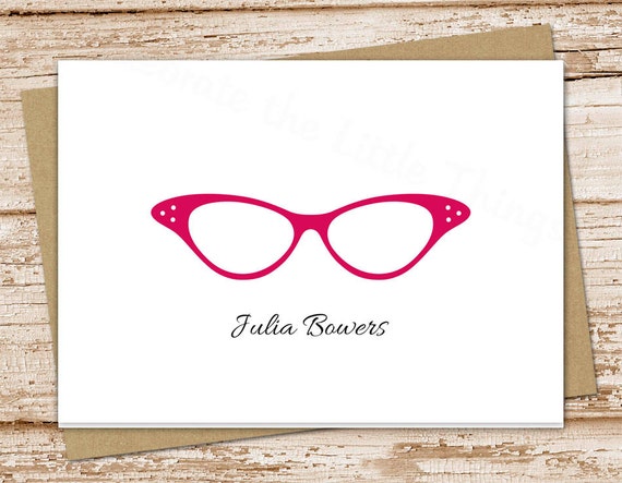 PRINTABLE glasses note cards . eyeglasses notecards . vintage
