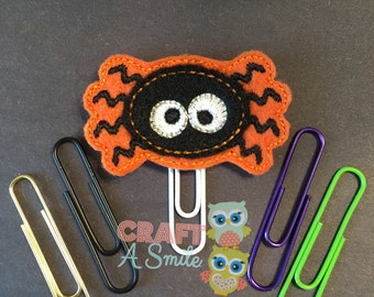 Planner Clip - Halloween Orange Spider Feltie Page Marker (Bookmark) For Personal Planners, Calendars, Cookbooks, etc.